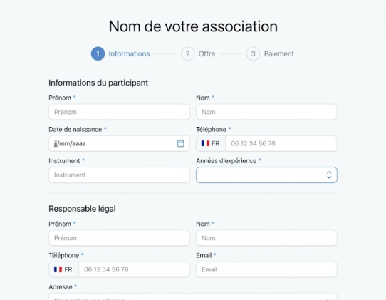 Inscription sur votre formulaire